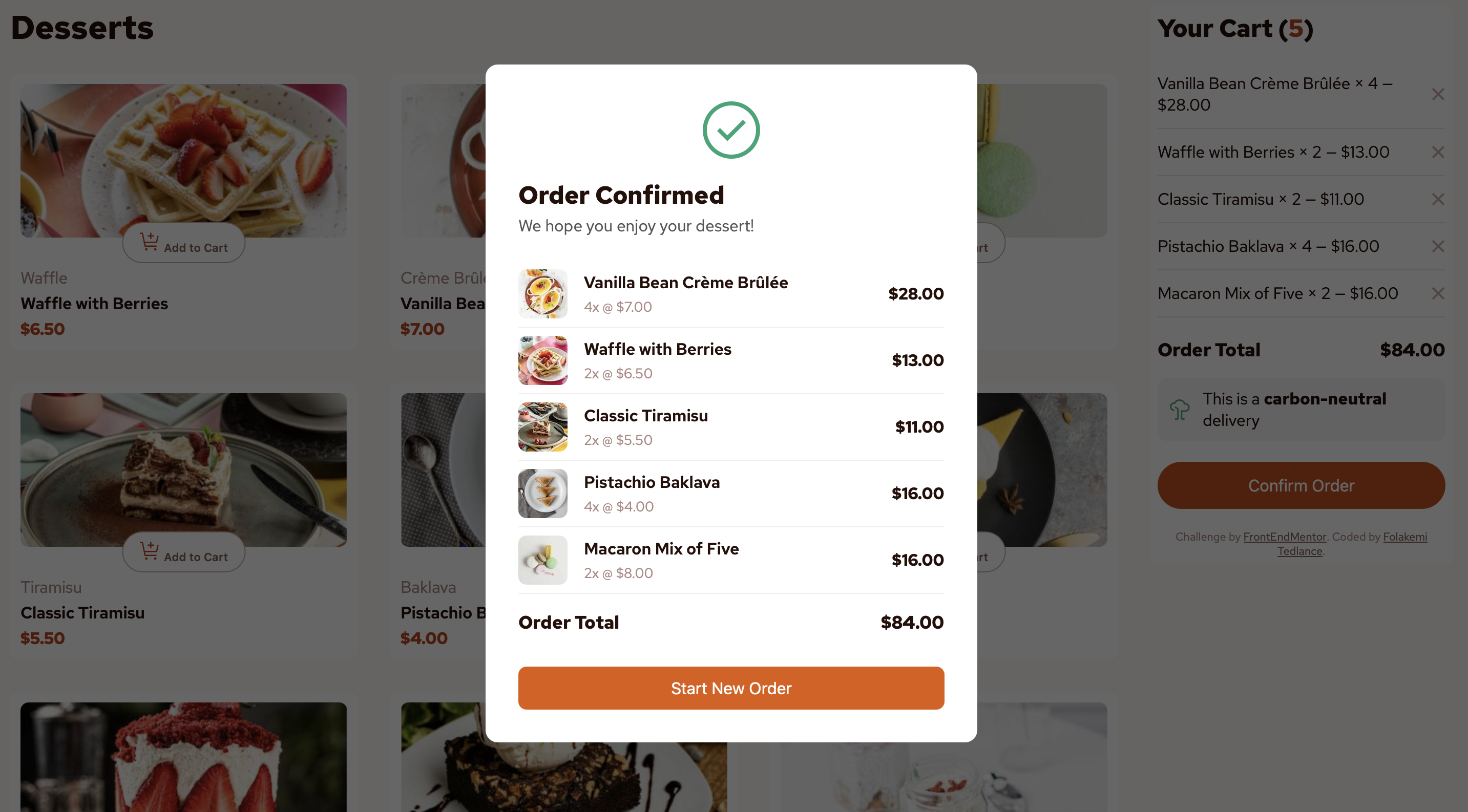 Order Confirmation Modal