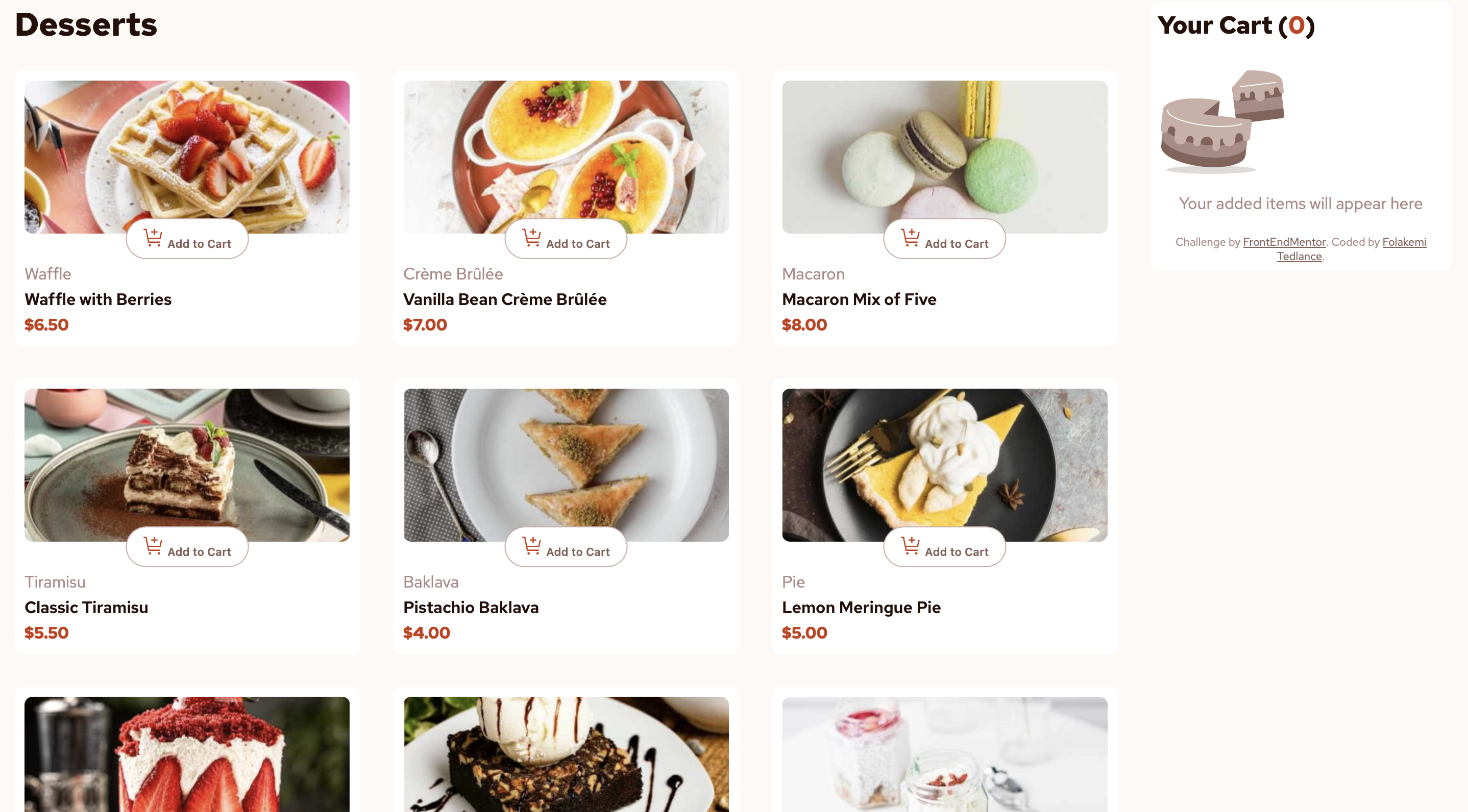 Product List - Empty Cart State