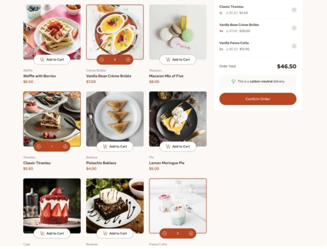 Product List with Cart Screenshot